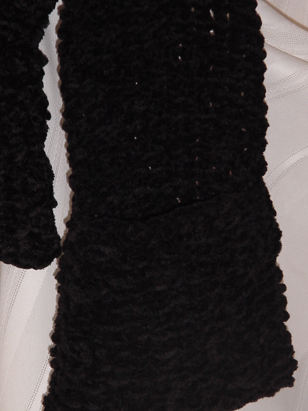 Black Chenille Scarf with Pockets - Xmas 2007
