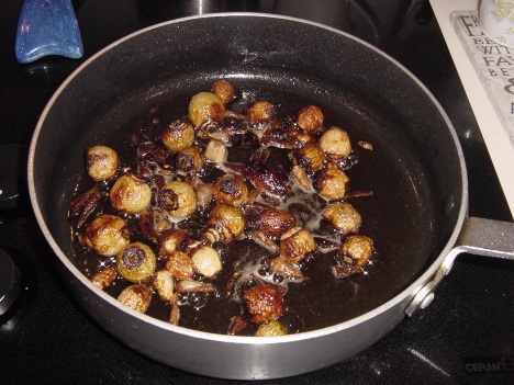Braising the pearl onions