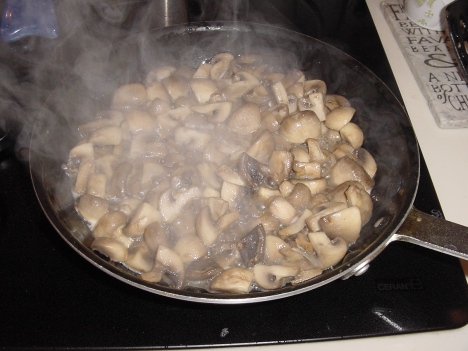 Sautéing the mushrooms